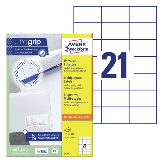 0be89a760845 Avery Multipurpose Labels 70 x 42,3mm (A4) - Image 1