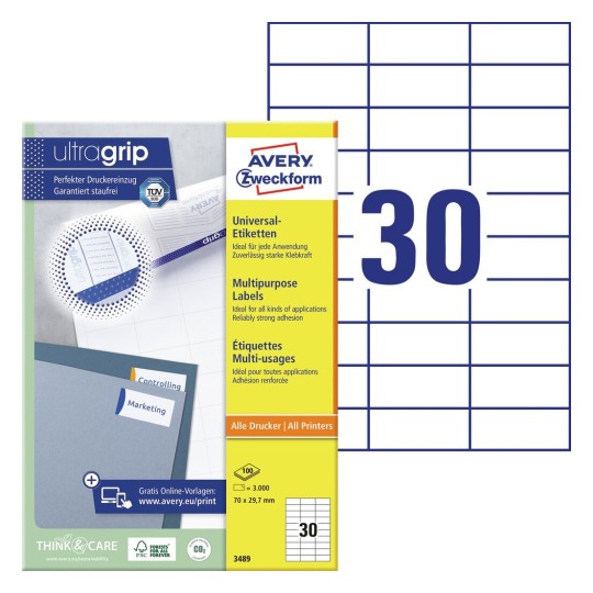 24e06a760834 Avery Multipurpose Labels  70 x 29,7mm (A4) - Image 1