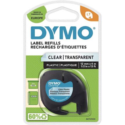 Dymo Plastic Labels Clear 12mmx4m