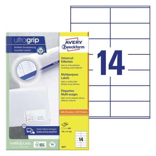 b90ffa760817 Avery Multipurpose Labels 105 x 41mm (A4) - Image 1